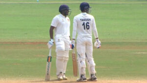 Tanush Kotian of Mumbai and Tushar Deshpande in ranji trophy